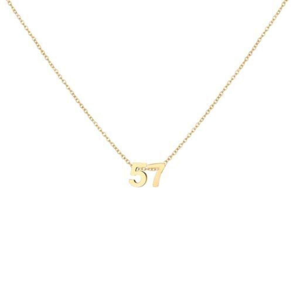 1119 18K Gold Plated Number 57 Necklace Dainty Pendant Chain Necklace